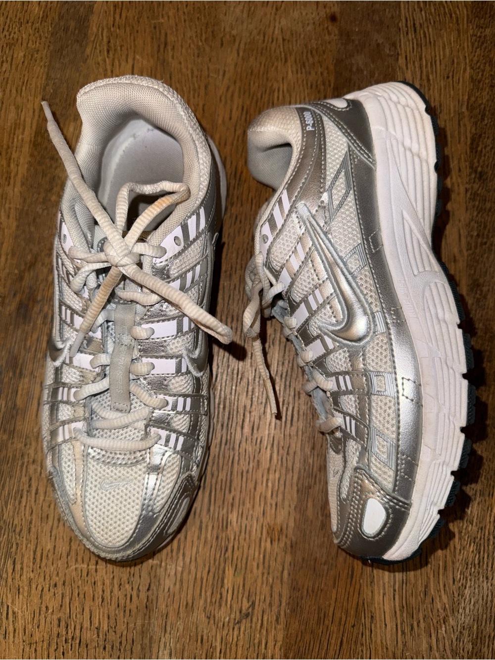 Nike P-6000 metallic silver Running Sneakers youth 5Y women’s 6.5